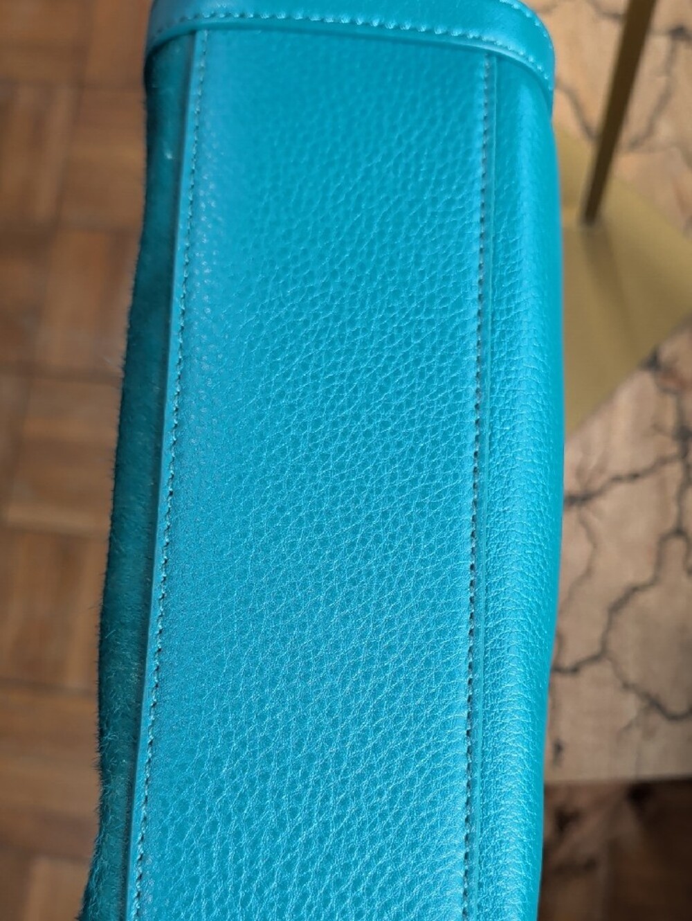 Vera Bradley Teal Blue Mini Satchel with Gold Hardware minor Stain On Front - Picture 9 of 13